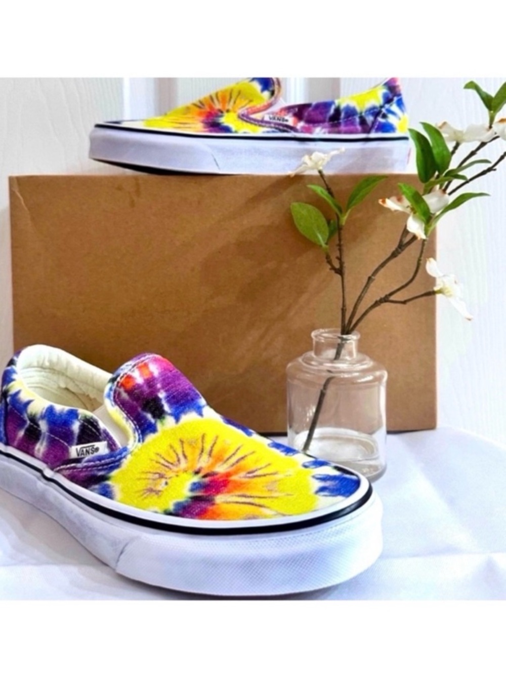 VANS ~ Colorful Tie-Dye Slip-On Canvas Sneakers size US Women’s 7 US Men’s 5.5